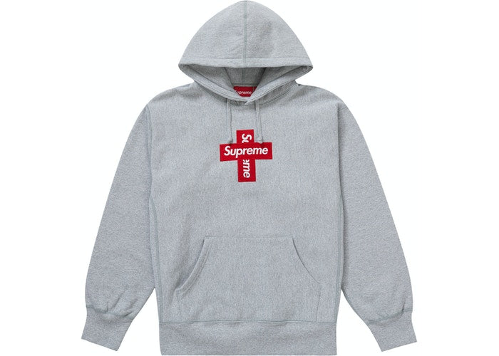 Supreme Cross Box Logo Hooded Sweatshirt Heather Grey Kikokickz