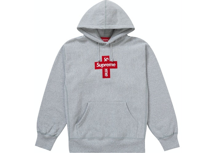 Supreme Cross Box Logo Hooded Sweatshirt Heather Grey Kikokickz 