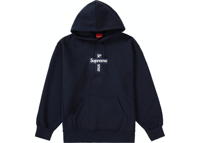Supreme Cross Box Logo Hooded Sweatshirt Navy Kikokickz 